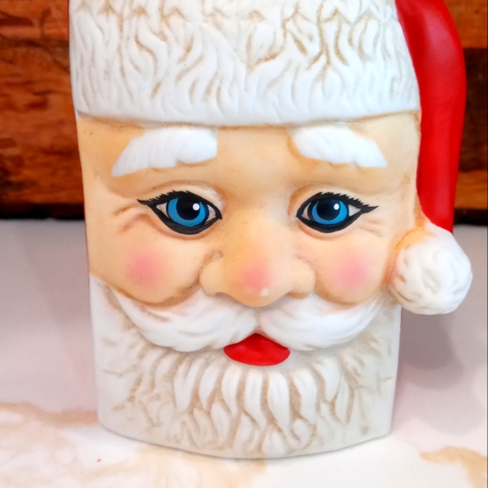 Vtg Papel Hand Painted Ceramic Santa Claus Head Vase Holiday Candy Jar Figurine